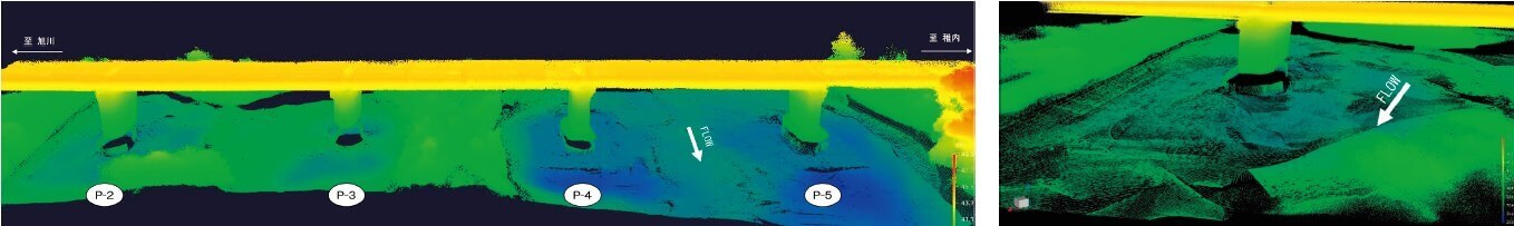 ソナーシステムと地上レーザスキャナで計測した分析結果が3D画像となりより分かりやすくなります